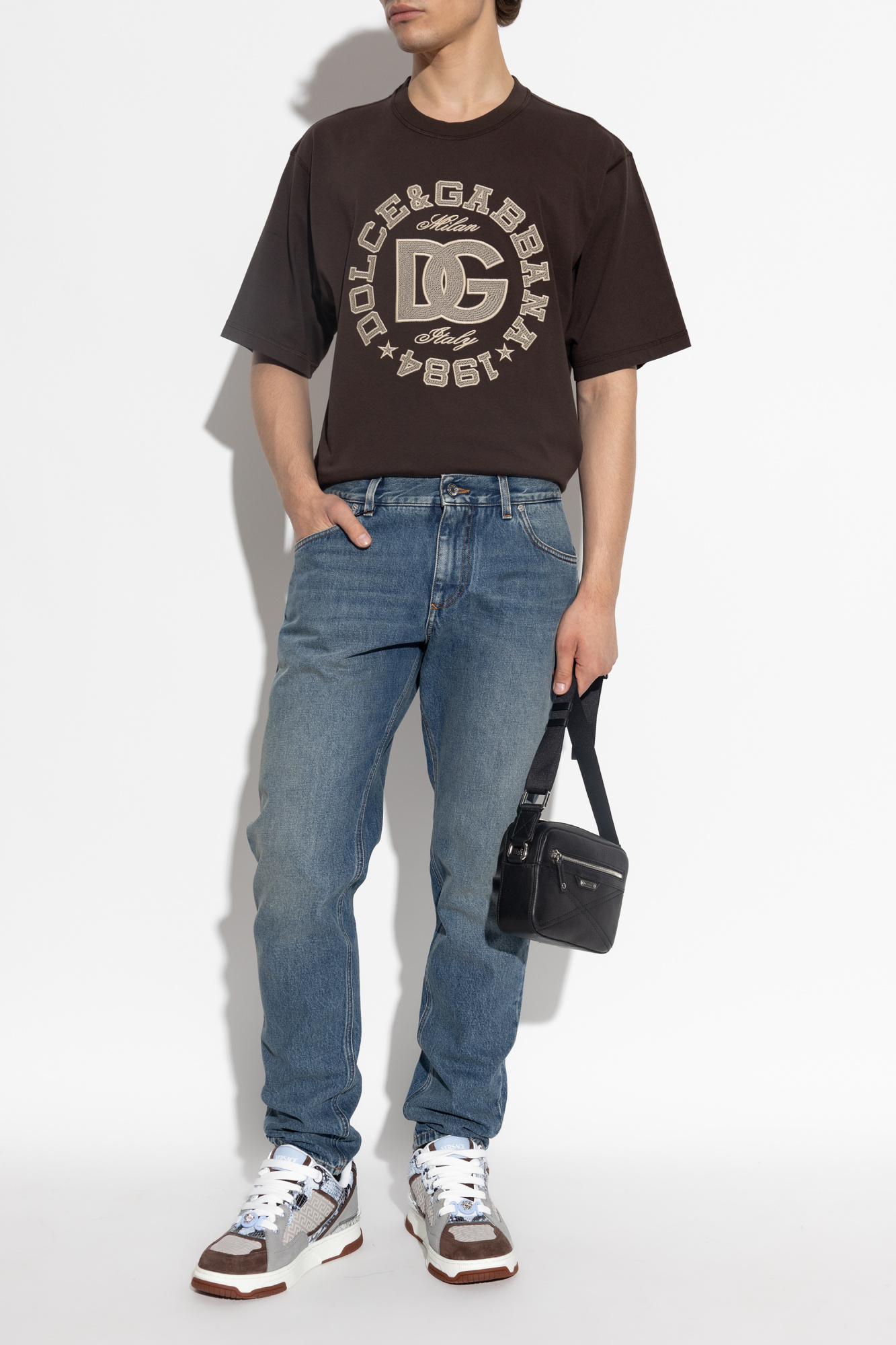 Brown T-shirt with embroidered logo Dolce & Gabbana - Vitkac Canada
